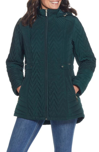 Shop Gallery Hooded Quilted Jacket In Dark Hunter