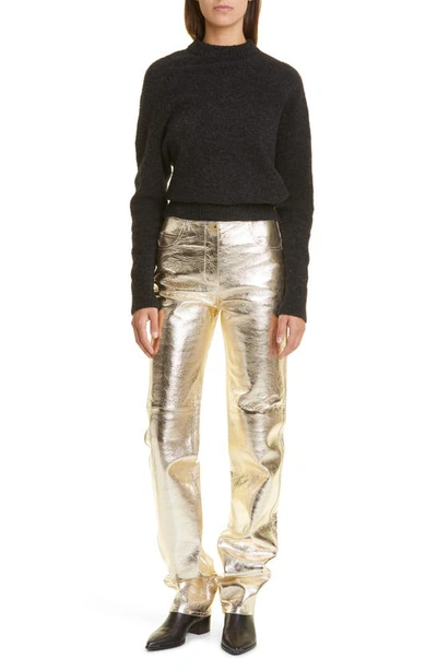 Proenza Schouler Ribbed Wool-blend Turtleneck Sweater In 010 Charcoal