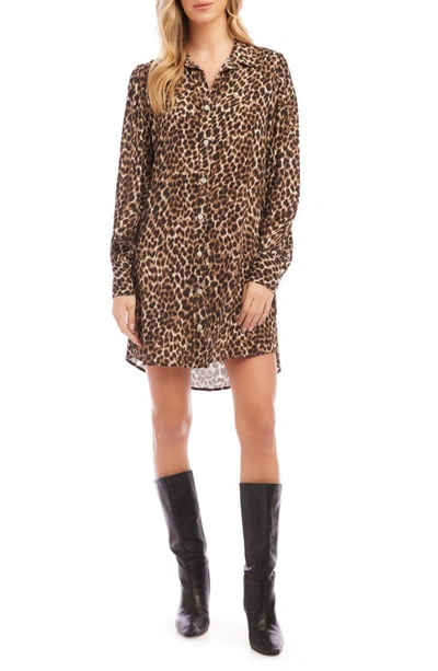 Shop Karen Kane Leopard Print Long Sleeve Shirtdress