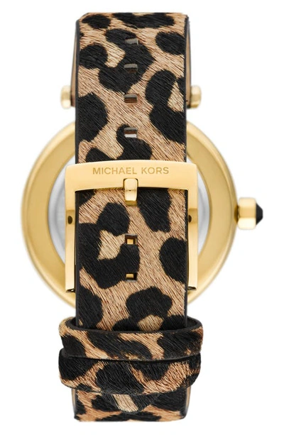 Shop Michael Kors Parker Genuine Calf Hair Strap Watch, 39mm In Cheetah
