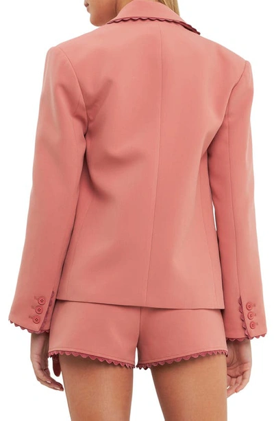 English Factory Rickrack Edge One-button Blazer In Dusty Rose