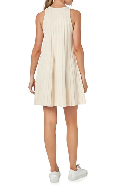 Shop English Factory Pleated A-line Knit Minidress In Ivory