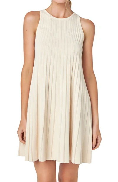 Shop English Factory Pleated A-line Knit Minidress In Ivory