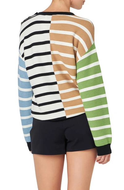 English Factory Mixed Stripe Sweater In Brown Multi