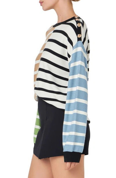 English Factory Mixed Stripe Sweater In Brown Multi