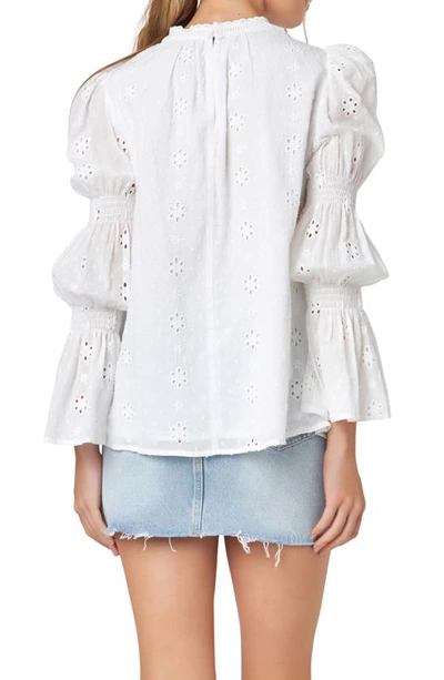 Shop English Factory Eyelet Long Sleeve Cotton Top In White