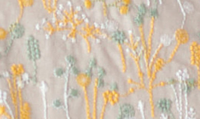English Factory Floral Embroidered Puff Sleeve Blazer In Tan Multi