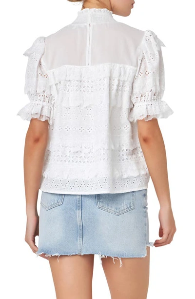 Shop English Factory Eyelet Lace Babydoll Top In White