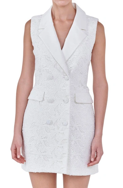 Endless Rose Women's Laced Sleeveless Blazer Mini Dress In White