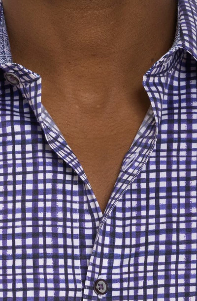 Shop Robert Graham Topkipi Check Stretch Cotton Button-up Shirt In Purple