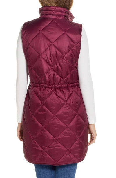 Gallery Diamond Quilted Puffer Vest In Burgundy