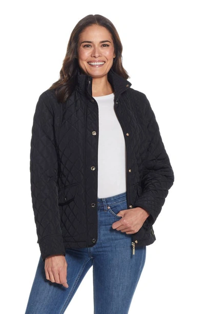 Gallery Quilted Stand Collar Jacket In Black