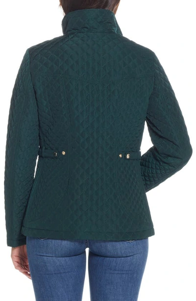 Gallery Quilted Stand Collar Jacket In Dark Hunter