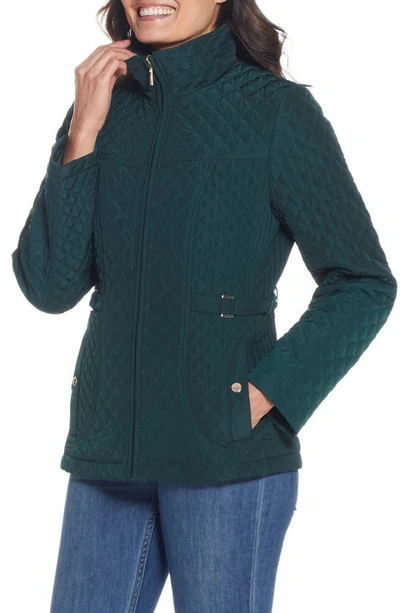 Gallery Quilted Stand Collar Jacket In Dark Hunter