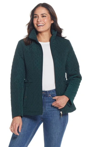 Gallery Quilted Stand Collar Jacket In Dark Hunter