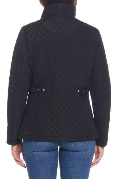 Gallery Quilted Stand Collar Jacket In Black