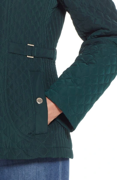 Gallery Quilted Stand Collar Jacket In Dark Hunter