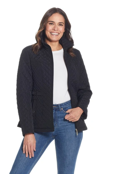 Gallery Quilted Stand Collar Jacket In Black