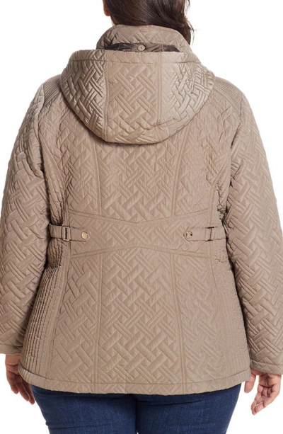 Gallery Quilted Jacket With Removable Hood In Mushroom