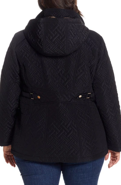Gallery Quilted Jacket With Removable Hood In Black
