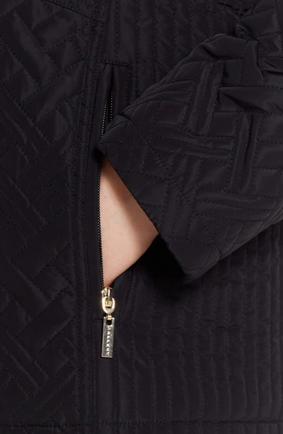 Gallery Quilted Jacket With Removable Hood In Black