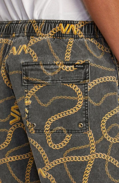 Shop Rvca Escape Cotton Shorts In Black/ Gold