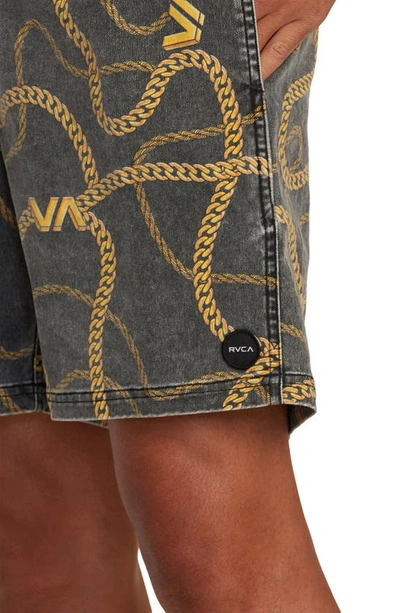 Shop Rvca Escape Cotton Shorts In Black/ Gold