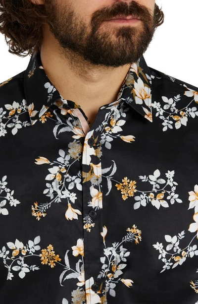 Shop Johnny Bigg Miles Floral Button-up Shirt In Black