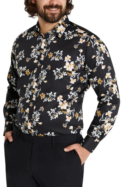 Shop Johnny Bigg Miles Floral Button-up Shirt In Black