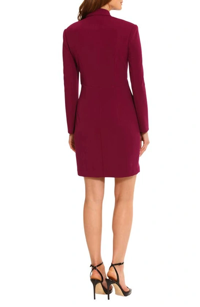 Maggy London Long Sleeve Tuxedo Minidress In Plum Caspia