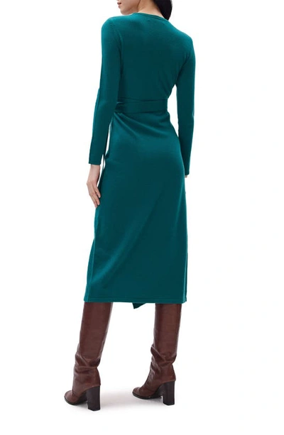 Shop Diane Von Furstenberg Astrid Long Sleeve Wool & Cashmere Wrap Sweater Dress In Fall Green