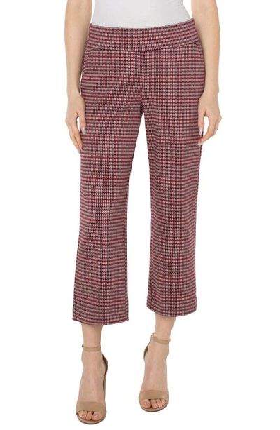 Shop Liverpool Los Angeles Mabel Pull-on Crop Straight Leg Pants In Mulberry Multi Houndstooth