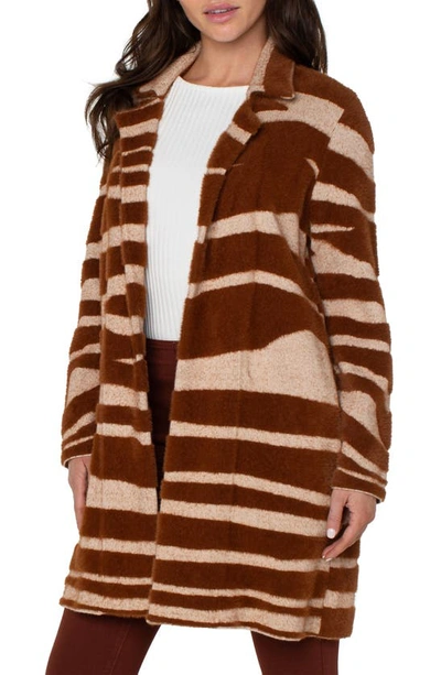 Shop Liverpool Los Angeles Animal Stripe Open Front Coatigan Sweater In Rut/ Oat Animal