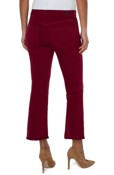 Shop Liverpool Los Angeles Hannah Frayed Crop Flare Jeans In Red Velvet