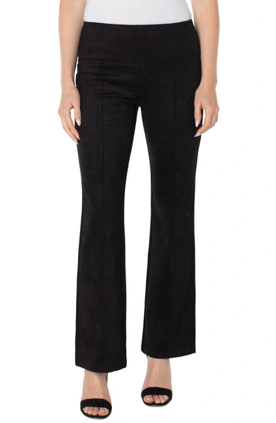 Shop Liverpool Los Angeles Pearl Pull-on Faux Suede Flare Pants In Black