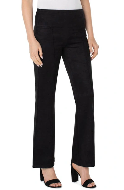 Shop Liverpool Los Angeles Pearl Pull-on Faux Suede Flare Pants In Black