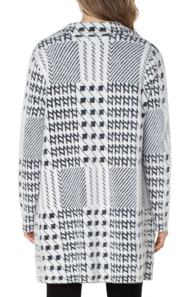 Shop Liverpool Los Angeles Mixed Plaid Open Front Sweater Coat In Black/ White Mixed Plaid