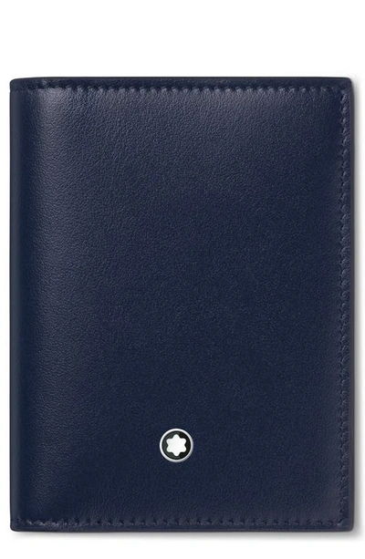 Shop Montblanc Meisterstück Leather Card Case In Ink Blue