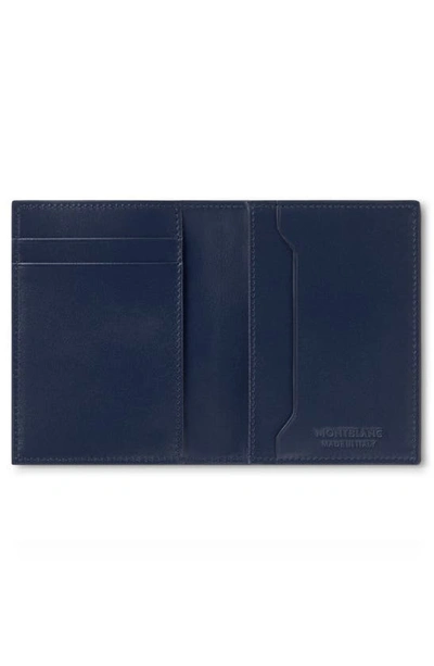 Shop Montblanc Meisterstück Leather Card Case In Ink Blue