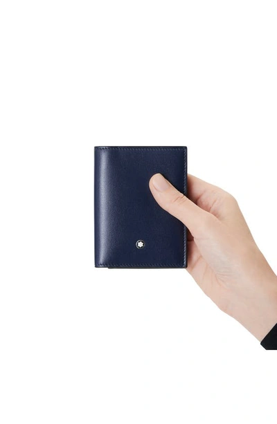 Shop Montblanc Meisterstück Leather Card Case In Ink Blue