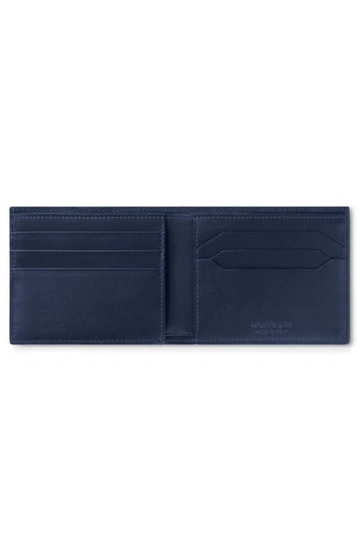 Montblanc Grained Leather Bifold Wallet With Embossed Pattern In Ink Blue