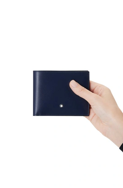 Montblanc Grained Leather Bifold Wallet With Embossed Pattern In Ink Blue