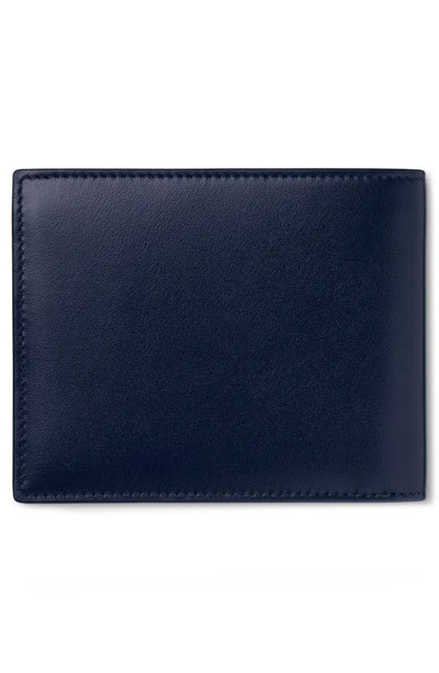Montblanc Grained Leather Bifold Wallet With Embossed Pattern In Ink Blue