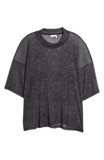 Shop Asos Design Curve Glitter Mesh T-shirt In Black