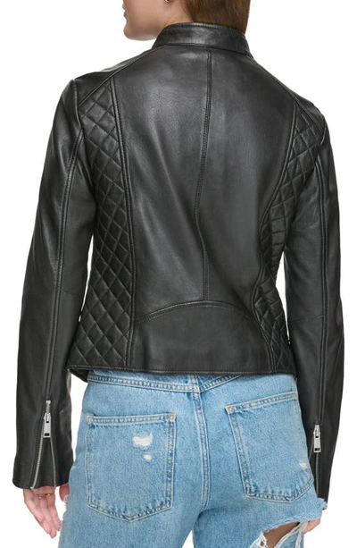 Shop Andrew Marc Quilted Panel Leather Jacket In Black