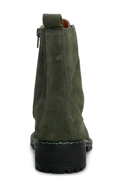 Lucky Brand Women's Kancie Lace-up Lug Sole Combat Boots In Kobain Olive  Suede