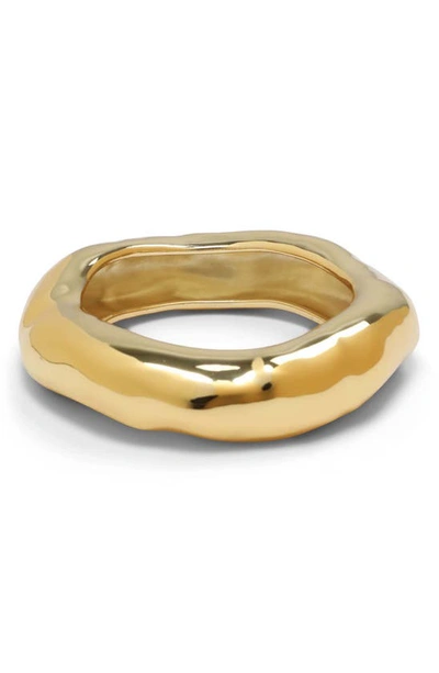 Shop Alexis Bittar Wide Molten Bangle Bracelet In Gold