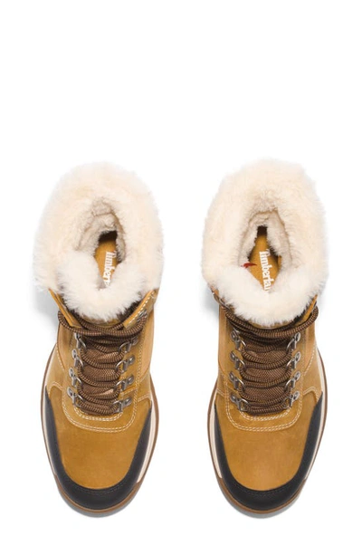 Shop Timberland White Ledge Faux Shearling Insulated Waterproof Hiking Boot In Wheat Full Grain