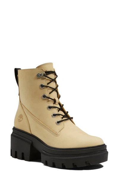 Shop Timberland Everleigh Bootie In Light Yellow Nubuck