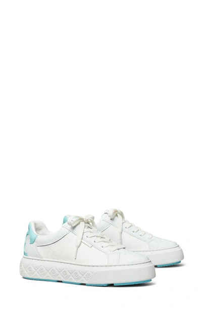 Shop Tory Burch Ladybug Sneaker In Titanium White / Island Blue
